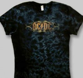 AC/DC Ladies Scroll Black Vat Dye Girls Cut Junior Babydoll Shirt